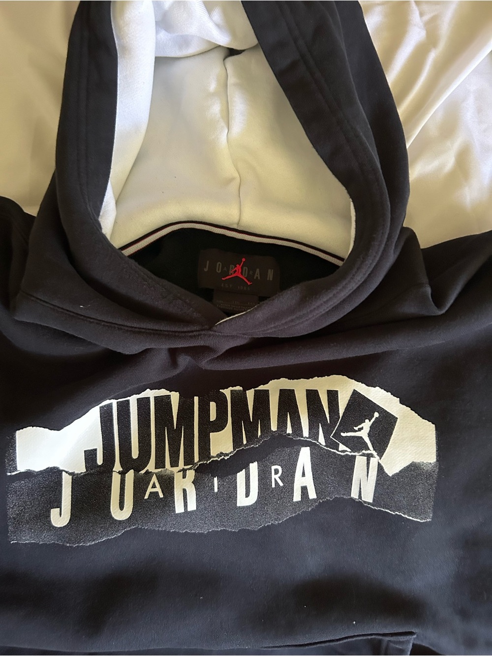 Jordan Black Hoodie with Red Jumpman and White Lining